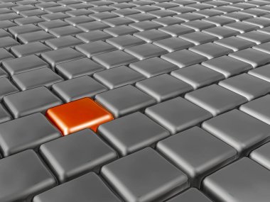 Arka plan, 3d çizim olarak turuncu ve gri küpleri.