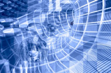 iletişim arka plan - küreler tünel içinde.