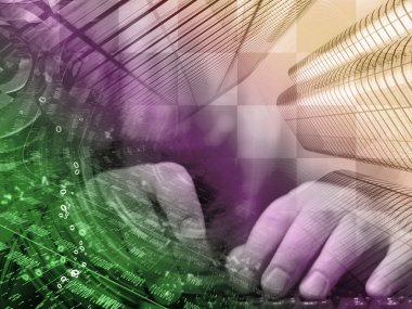 İletişim arka plan - basamak, eller ve binalar.