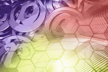 Posta işaretleri ve binalar - soyut bilgisayar arka plan.