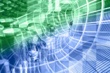 iletişim arka plan - küreler tünel içinde.