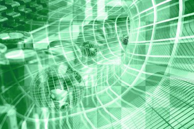 iletişim arka plan - küreler tünel içinde.