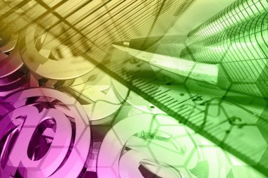 İş geçmişi ile kalem, posta işaretleri ve Binalar.