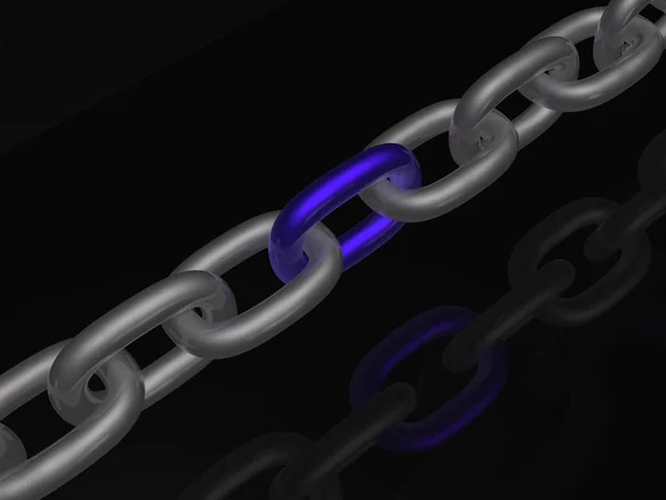 Grey Chain Violet Link Black Background Illustration — Stock Photo, Image