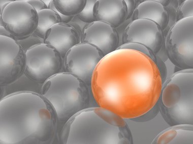 Arka plan, 3d çizim olarak turuncu ve gri Küre.