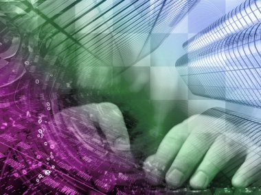 İletişim arka plan - basamak, eller ve binalar.