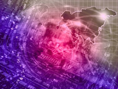 Arka dijital plan - basamak, harita ve aygıt.