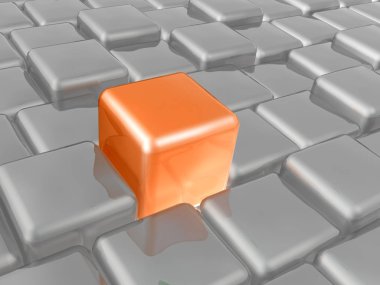 Arka plan, 3d çizim olarak turuncu ve gri küpleri.