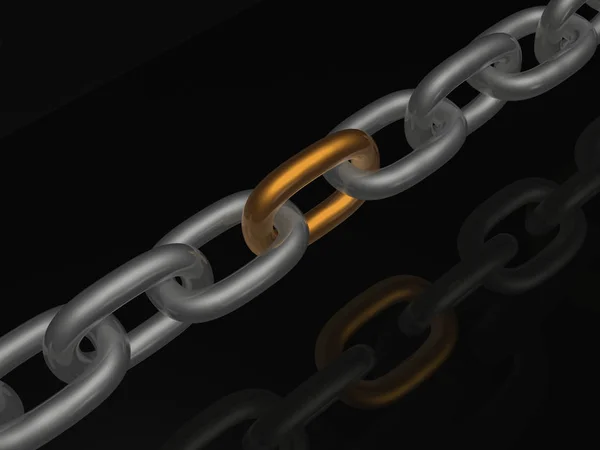 Grey Chain Brown Link Black Background Illustration — Stock Photo, Image