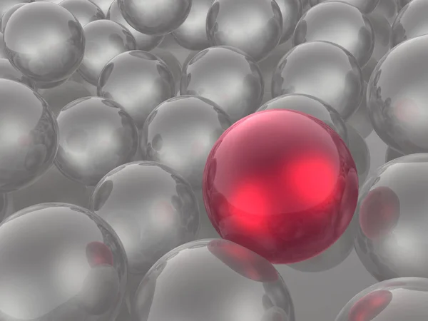 Red and grey spheres as abstract background, 3D illustration.