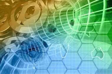 İletişim - posta işaretleri ve küreler tünel içinde arka.