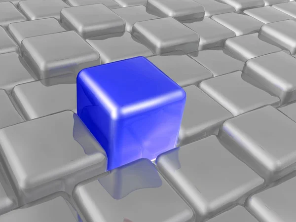 Cubes Bleus Gris Comme Fond Abstrait Illustration — Photo