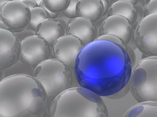 Blue and grey spheres as abstract background, 3D illustration.