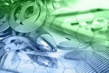 İş geçmişi posta işaretleri, grafik ve kalem.