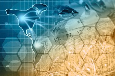 İş geçmişi ile posta buğday, harita ve kalem.