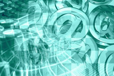 Küre ve posta işaretleri - soyut bilgisayar arka plan.