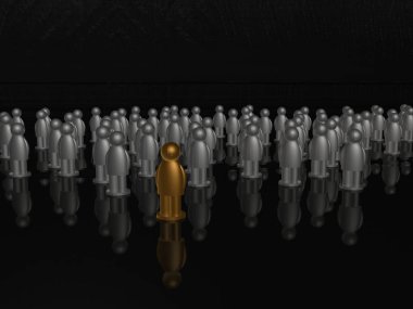 Kahverengi ve gri mans siyah yansıtıcı arka planda, 3d çizim.