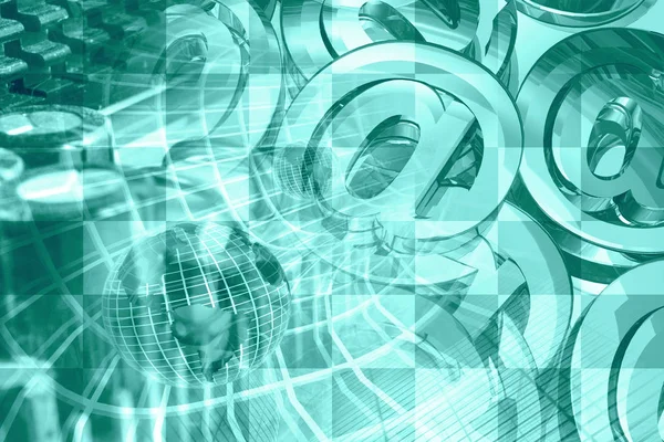 Küre ve posta işaretleri - soyut bilgisayar arka plan.