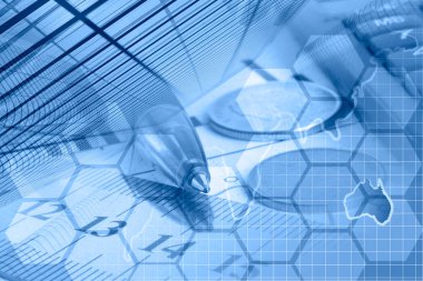 İş geçmişi grafik, para ve harita.