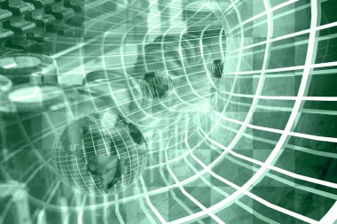 iletişim arka plan - küreler tünel içinde.