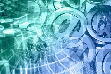 Küre ve posta işaretleri - soyut bilgisayar arka plan.