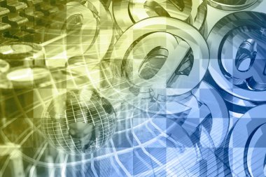 Küre ve posta işaretleri - soyut bilgisayar arka plan.