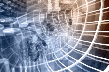 iletişim arka plan - küreler tünel içinde.