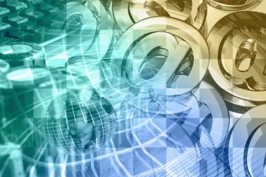 Küre ve posta işaretleri - soyut bilgisayar arka plan.