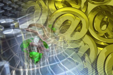 iletişim arka plan - küreler tünel içinde.