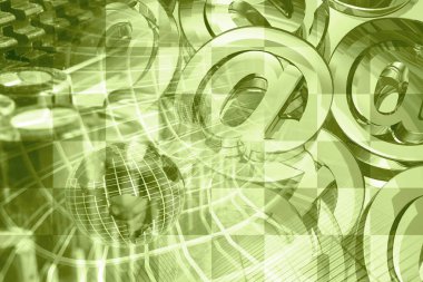 Küre ve posta işaretleri - soyut bilgisayar arka plan.