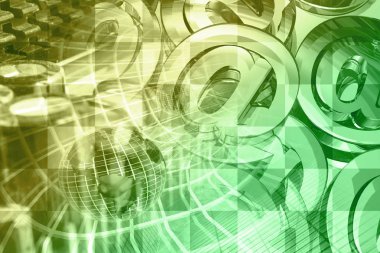 Küre ve posta işaretleri - soyut bilgisayar arka plan.