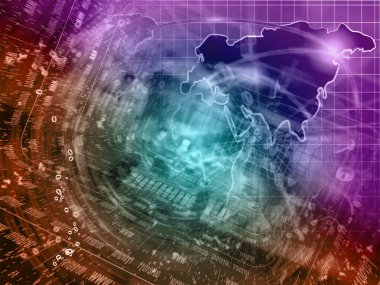 Arka dijital plan - basamak, harita ve aygıt.