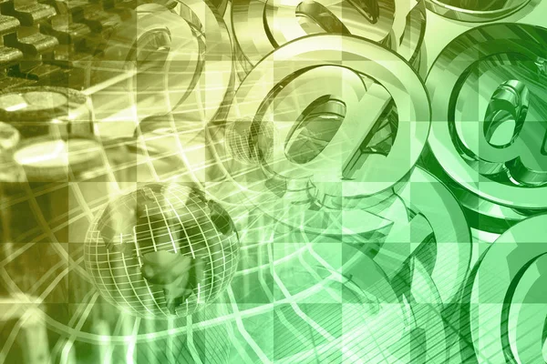 Küre ve posta işaretleri - soyut bilgisayar arka plan.