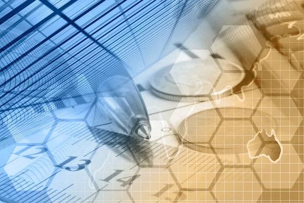 İş geçmişi grafik, para ve harita.