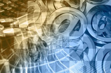 Küre ve posta işaretleri - soyut bilgisayar arka plan.