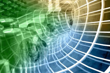 iletişim arka plan - küreler tünel içinde.