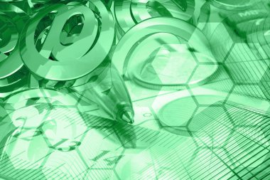 İş geçmişi binalar, posta işaretleri ve kalem.