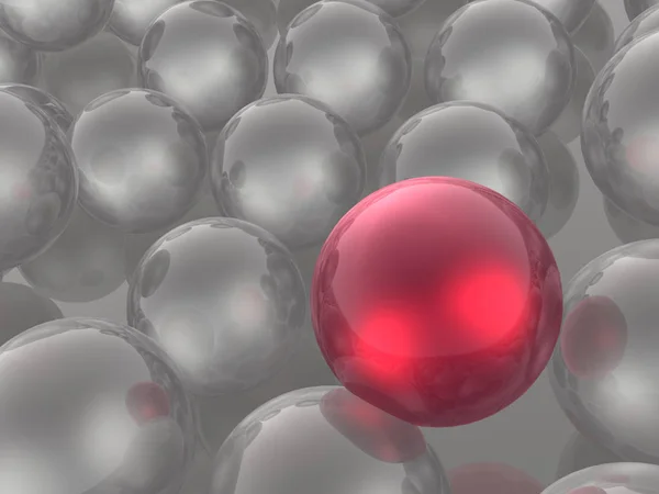 Red and grey spheres as abstract background, 3D illustration.