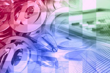 İş geçmişi ile posta işaretleri, paralar, hesap makinesi ve kalem.