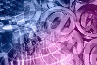 Küre ve posta işaretleri - soyut bilgisayar arka plan.