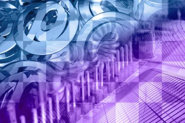 Posta işaretleri ve binalar - soyut bilgisayar arka plan.