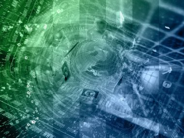 Küre ve mans - soyut bilgisayar arka plan.