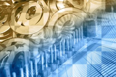 Posta işaretleri ve binalar - soyut bilgisayar arka plan.