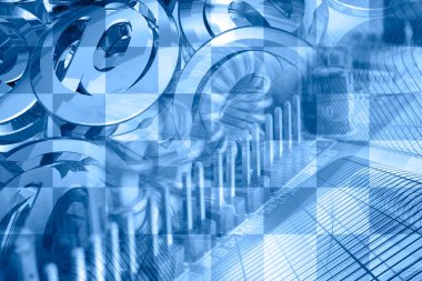 Posta işaretleri ve binalar - soyut bilgisayar arka plan.