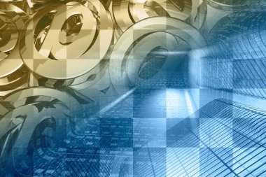 İletişim arka plan - tünel ve posta işaretleri basamak.