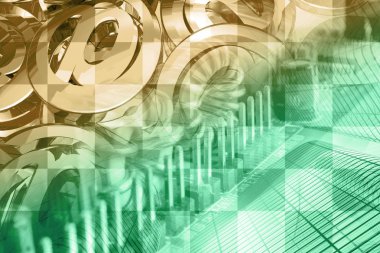 Posta işaretleri ve binalar - soyut bilgisayar arka plan.