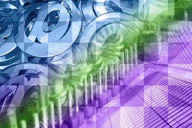 Posta işaretleri ve binalar - soyut bilgisayar arka plan.