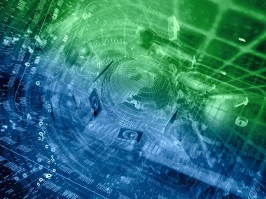 Dijital arka plan - küre ve tünelde mans.