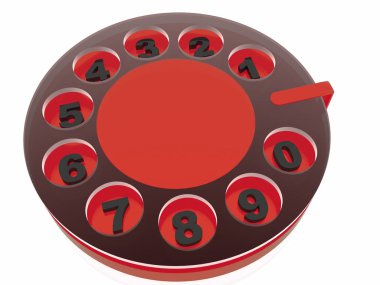 Beyaz arka plan, 3d resim diskte Retro telefon.
