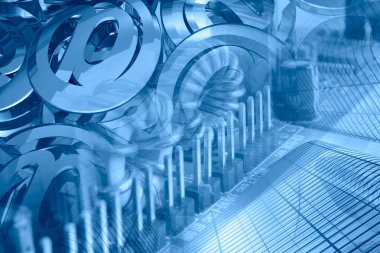 Posta işaretleri ve binalar - soyut bilgisayar arka plan.